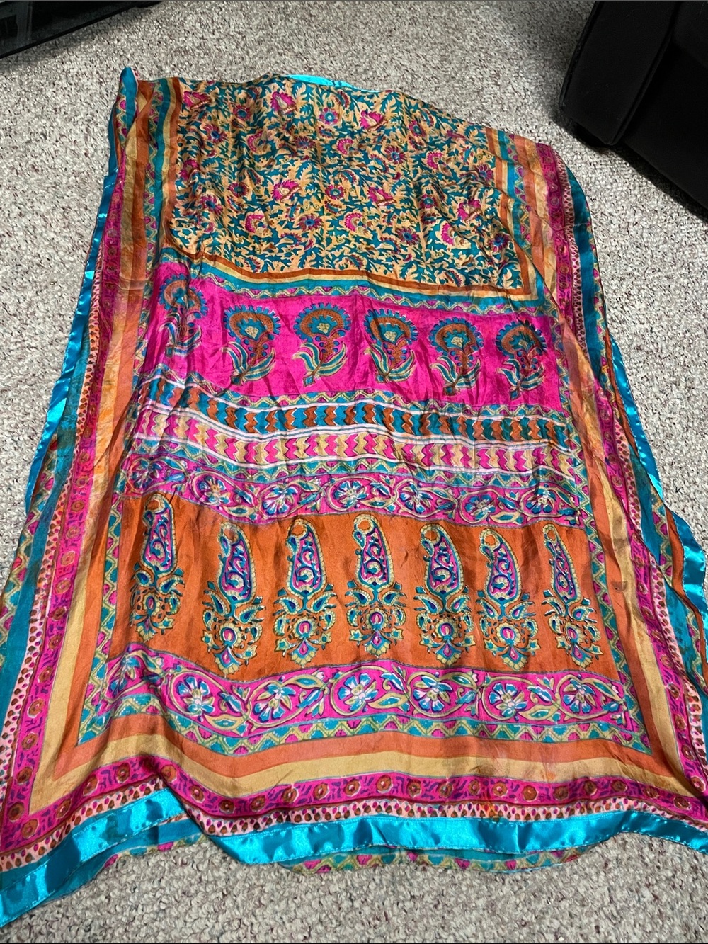 Vintage 100% silk boho printed caftan - Picture 7 of 8